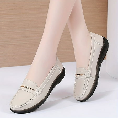 

DONGGTGDZ Lightweight Women‘s Solid Color Low-top Loafers with Soft Sole and Platform Comfortable Shallow Mouth Daily Shoes