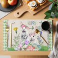 thumbnail image 2 of Easter Placemats Set of 6, Spring Rustic Rabbit Botanical Flowers Eggs Plaid Placemats for Dining Table, Place Mats for Kitchen Tabletop, Waterproof Wipeable Dining Table Mats Set, 2 of 9