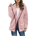 thumbnail image 2 of Winter Coats for Womens Plus Size Fleece Jacket Long Sleeve Hooded Cardigan Sweatshirts Open Front Lapel Outerwears, 2 of 5