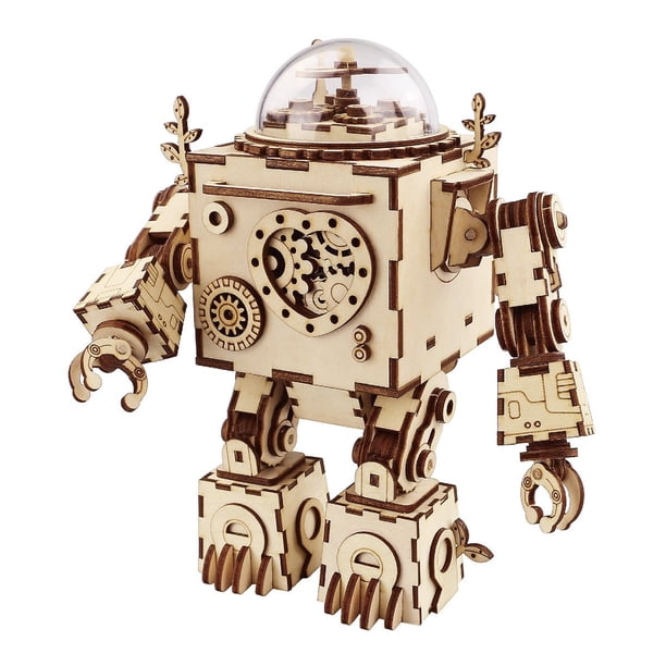 Robotime 3d Puzzle Music Box Wooden Craft Kit Robot Machinarium Toy With Light Orpheus Walmart Com Walmart Com