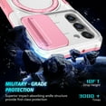 thumbnail image 4 of Case for Samsung Galaxy S24 Plus, with Sliding Camera Cover, with Rotating Finger Ring Holder Magnetic Bracket Hybrid Hand Grip Protective Shockproof Phone Case Cover for S24 Plus - Pink + White, 4 of 8