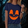 thumbnail image 2 of Akiihool Halloween Tshirts Women Fall T-Shirt for Women Halloween Pumpkin Shirts Thanksgiving Family Funny Graphic Tee Casual Cute Autumn Tops Navy,S, 2 of 8