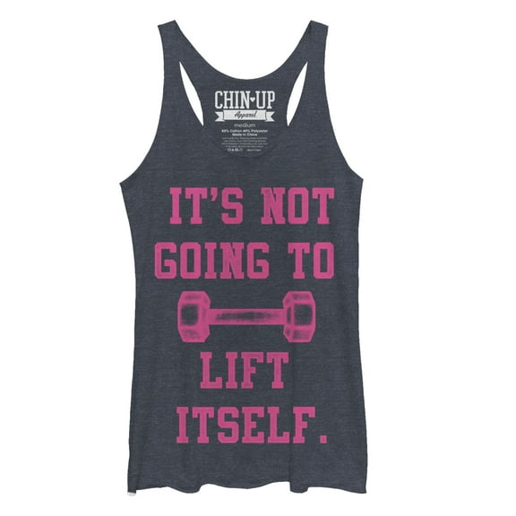 Women's CHIN UP Not Going to Lift Itself  Racerback Tank Top Navy Blue Heather Medium