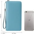 thumbnail image 6 of Women's wallet, large capacity leather women's wallet, zip clutch, bracelet with RFID blocking,Great gift for Wife, Girlfriend/Light blue, 6 of 7