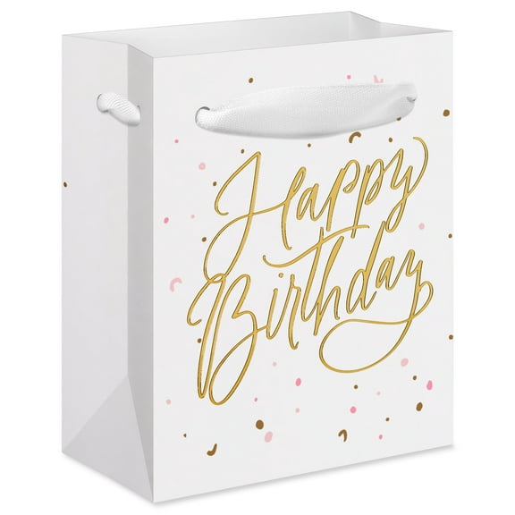 American Greetings Mini Birthday Gift Bag for Her, Script Happy Birthday Confetti (3.75" x 4.5" x 2") 1-Count