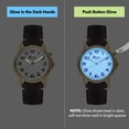 thumbnail image 6 of Bandini Mens Glow Watch - Extra Long Leather Band - 38mm Analog Men's Easy to Read Watch with Light, Light Up Watches, Quartz, White Dial, Big Numbers, Glow in Dark Hands - Silver Tone / Blue, 6 of 6