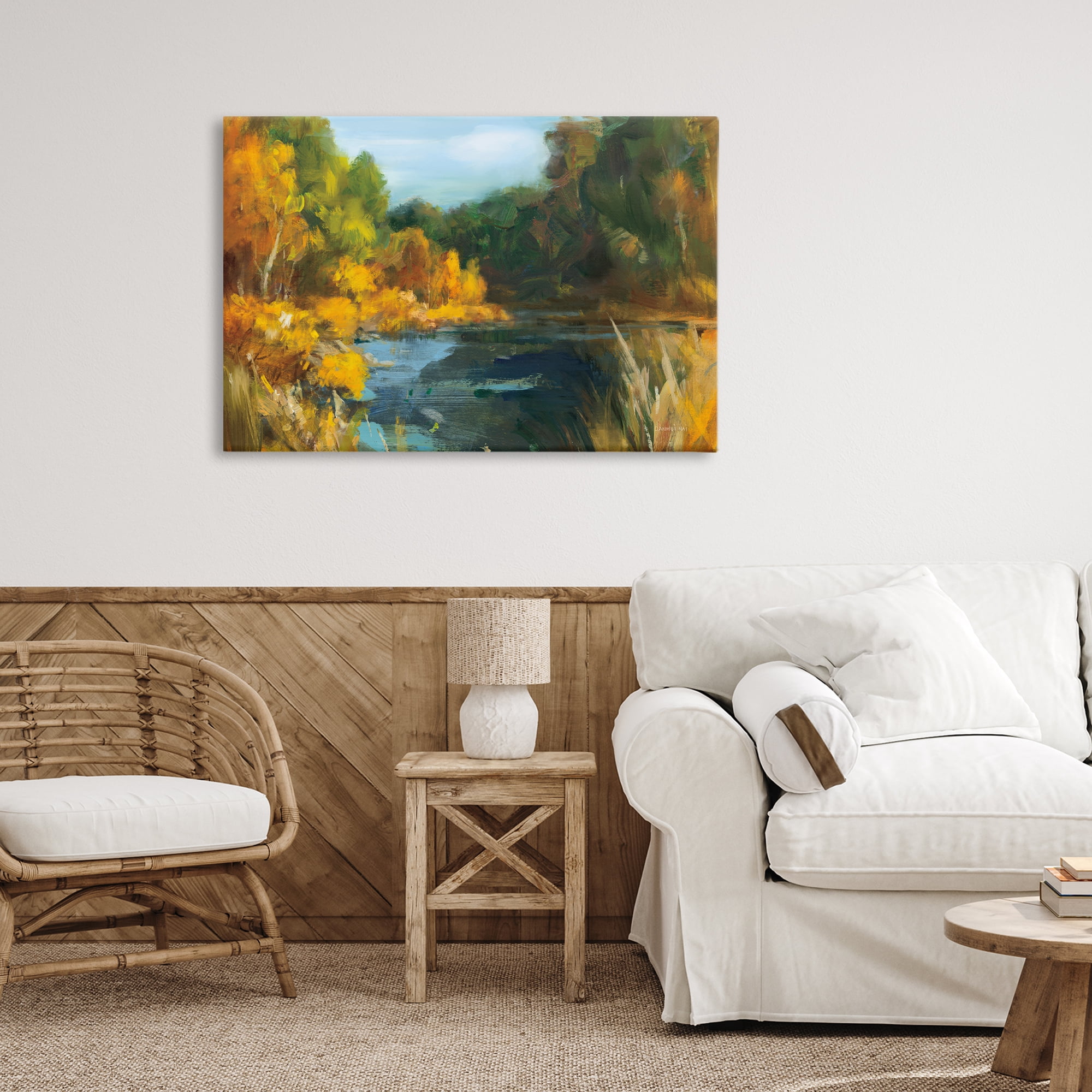 Stupell Industries Autumn River Bend Abstract Canvas Wall Art, design by Danhui Nai
