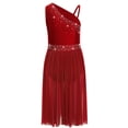 thumbnail image 4 of inhzoy Girls Lyrical Ballet Dance Dress Ruffled Hem for Daily Practice Competition Warm-ups Skating Competition Burgundy 6, 4 of 7