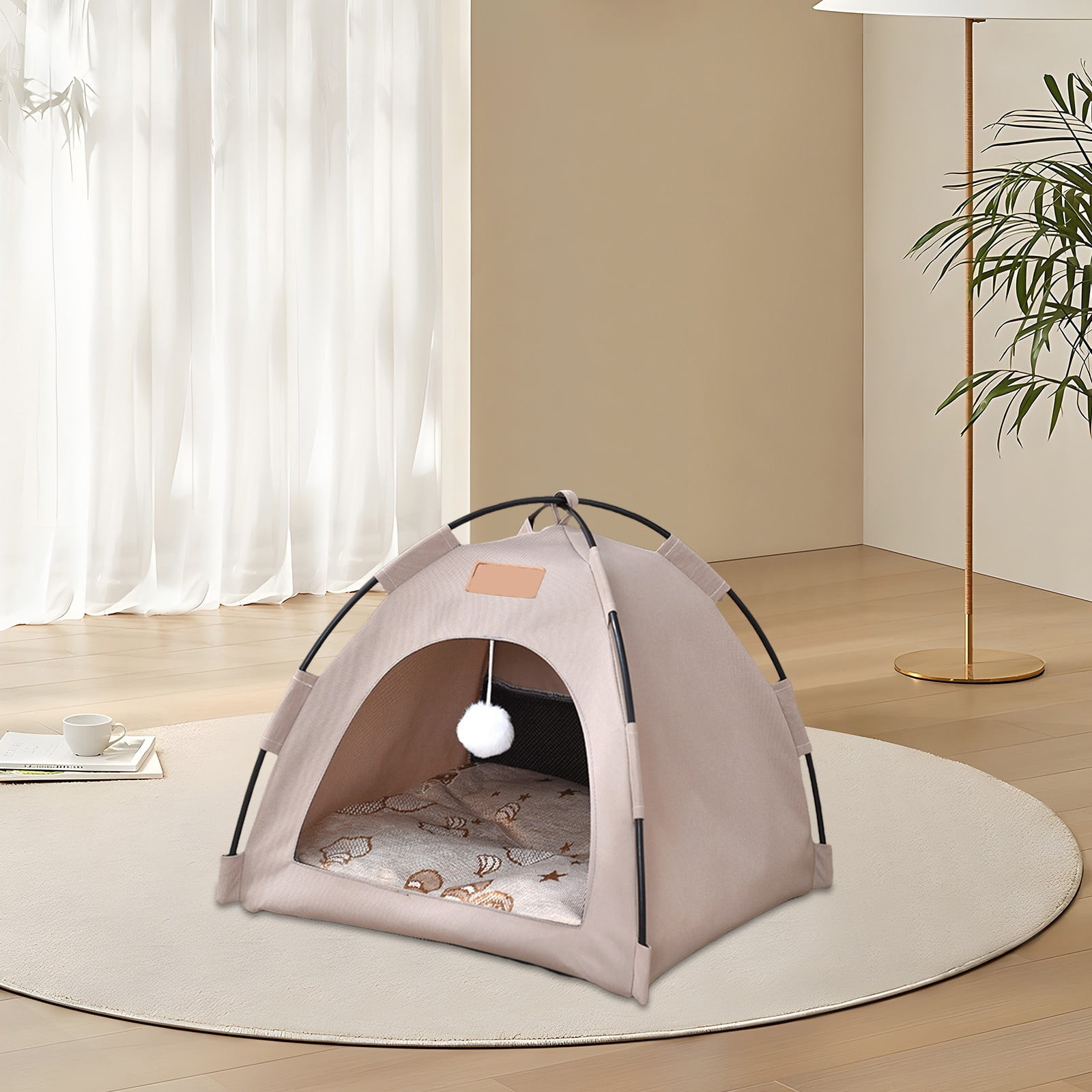 Nilvkv Four Season Semi Enclosed Pet Tent House Washable Waterproof Outdoor Cats Dogs Bed For Small Pets Grey Green Khaki 15.7x15.7x1.2in