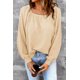 thumbnail image 2 of ABPHQTO Top color albaricoque con escote redondo y manga farol para mujer, 2 of 5