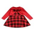 thumbnail image 1 of AMERTEER Robes à Carreaux Rouges à Manches Longues pour Bébé Fille avec Nœud Robe de Fête de Noël Rouge 2-3 Ans, 1 of 8
