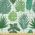 thumbnail image 2 of Ambesonne Tropical Fabric by the Yard Microfiber, Palm Leaves Plain Back Art, 3 Yards, Peacock Green Cadet Blue, 2 of 2