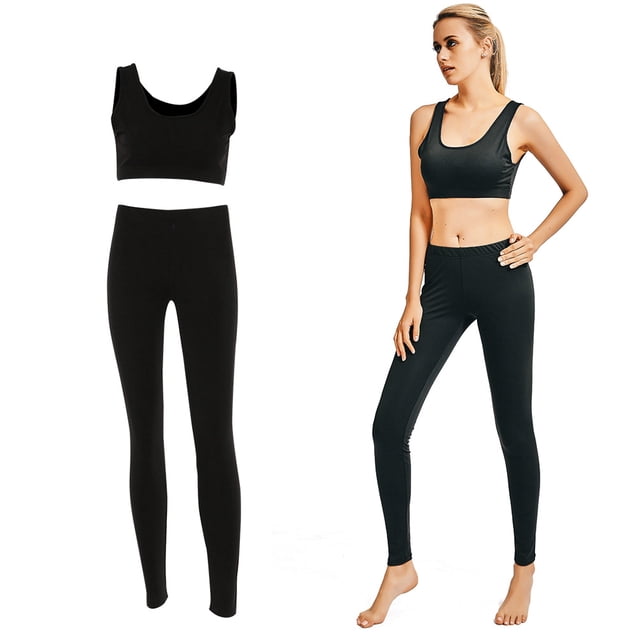 Mujer Fitness Bra Top Chaleco Pantalones Medias deportivas Compresión Entrenamiento Yoga Traje (S)