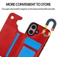 thumbnail image 6 of Compatible with iPhone 16 Case, with PU Leather Credit Card Holder Magnetic Back Stand Cell Accessories Flip Purse Slim Design Phone Cover for iPhone 16 Women Men, Red, 6 of 11