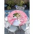 thumbnail image 6 of Round Fitted Tablecloth with Elastic Edge, Pink Christmas Waterproof Table Cloth Table Cover for 45"-54" Tables, Snowman Xmas Tree Ball Gifts Winter Tablecloths for Dining Picnic Party Outdoor, 6 of 9