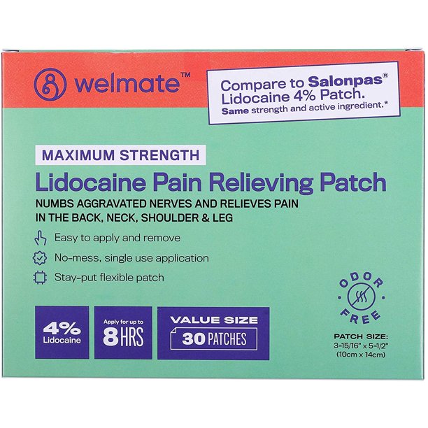 Welmate Lidocaine 4 Pain Relief Patch Value Size 30 Count