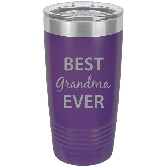 Best Grandma Ever Stainless Steel Engraved Insulated Tumbler 20 Oz Travel Coffee Mug, Purple