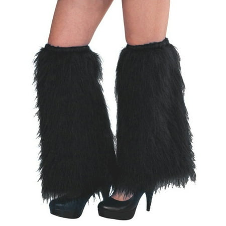 Black Adult Furry Leg Warmers (2pc)