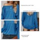 thumbnail image 5 of Camiseta de manga larga de color puro para mujer, blusa holgada informal con estilo y cuello redondo, blusa decorativa con botones para el trabajo diario, azul S, 5 of 6