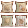 thumbnail image 1 of HTOOQ 4 Pcs Retro Shell Pillow Covers Starfish Conch Sea Shells Decorative Throw Pillow Cases 18 x 18 Inch Cotton Linen Ocean Beach Theme Nautical Outdoor Cushion Cover Pillowcase for Sofa (Retro), 1 of 6