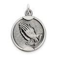 thumbnail image 1 of Sterling Silver Antiqued Praying Hands Medal (20 X 25) Made In United States qc3641, 1 of 5