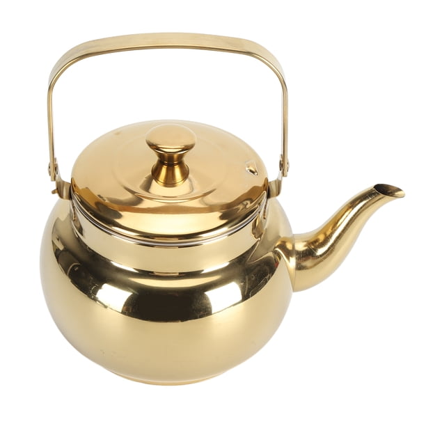 M Buder Tetera de Acero Inoxidable para Estufa con Infusor Restaurante Hotel Hogar Dorado 1.5L Liso