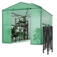 thumbnail image 5 of Riedhoff Portable Walk-in Greenhouse 8' x 6', Pop-up , Zippered Doors & Windows, Green, 5 of 10