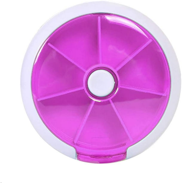 Pastillero semanal redondo con rotación de siete rejillas, mini pastillero de plástico Fokelyi WMZY-117-2