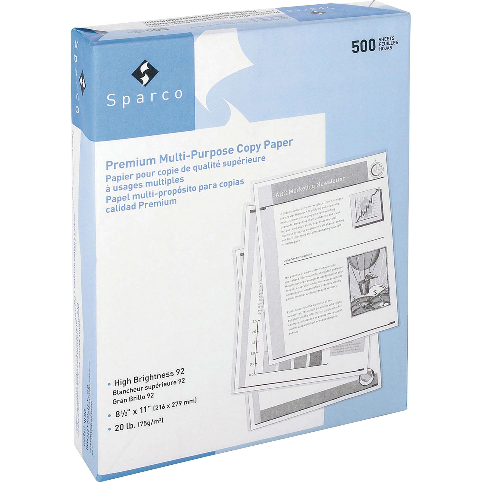 Sparco, SPR06121, 3Hole Punched Copy Paper, 5000 / Carton, White