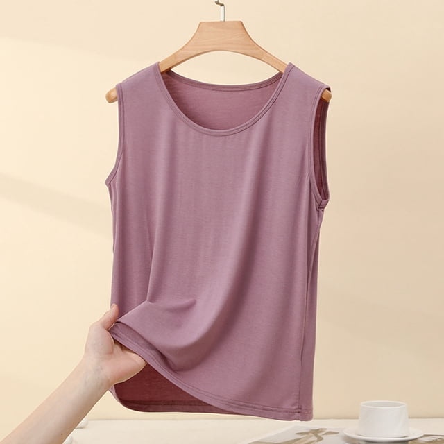 asjyhkr Womens Modal Tank Tops Soft Stretch Comfy Basic Sleep Tank Loungewear Base Layer Sleeveless Crewneck Pajamas