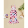 thumbnail image 4 of KelaJuan Kids Girls Romper, Summer Sleeveless Square Neck Floral Print Jumpsuit Bell-Bottomed Pants, 4 of 8