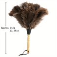 thumbnail image 1 of 1pc, Long Handle Wooden Handle Pure Natural South African Ostrich Hair Duster Household Dusting Duster Thickened Chicken Hair Duster Electrostatic Adsorption Dust Ostrich Feather Duster Car Dust Sweep, 1 of 4