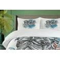thumbnail image 4 of Ambesonne Pug Duvet Cover Set, Fun Dog with Flowers, 2-Calking, Teal Grey, 4 of 7