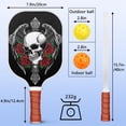 thumbnail image 3 of Pickleball Paddles Set Of 1, Fiberglass Surface, Skull & Tattoo Print, 1 Paddle, 2 Balls & Bag, 3 of 5