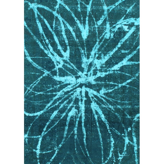 Ahgly Company Indoor Rectangle Abstract Light Blue Modern Area Rugs, 7' x 10'