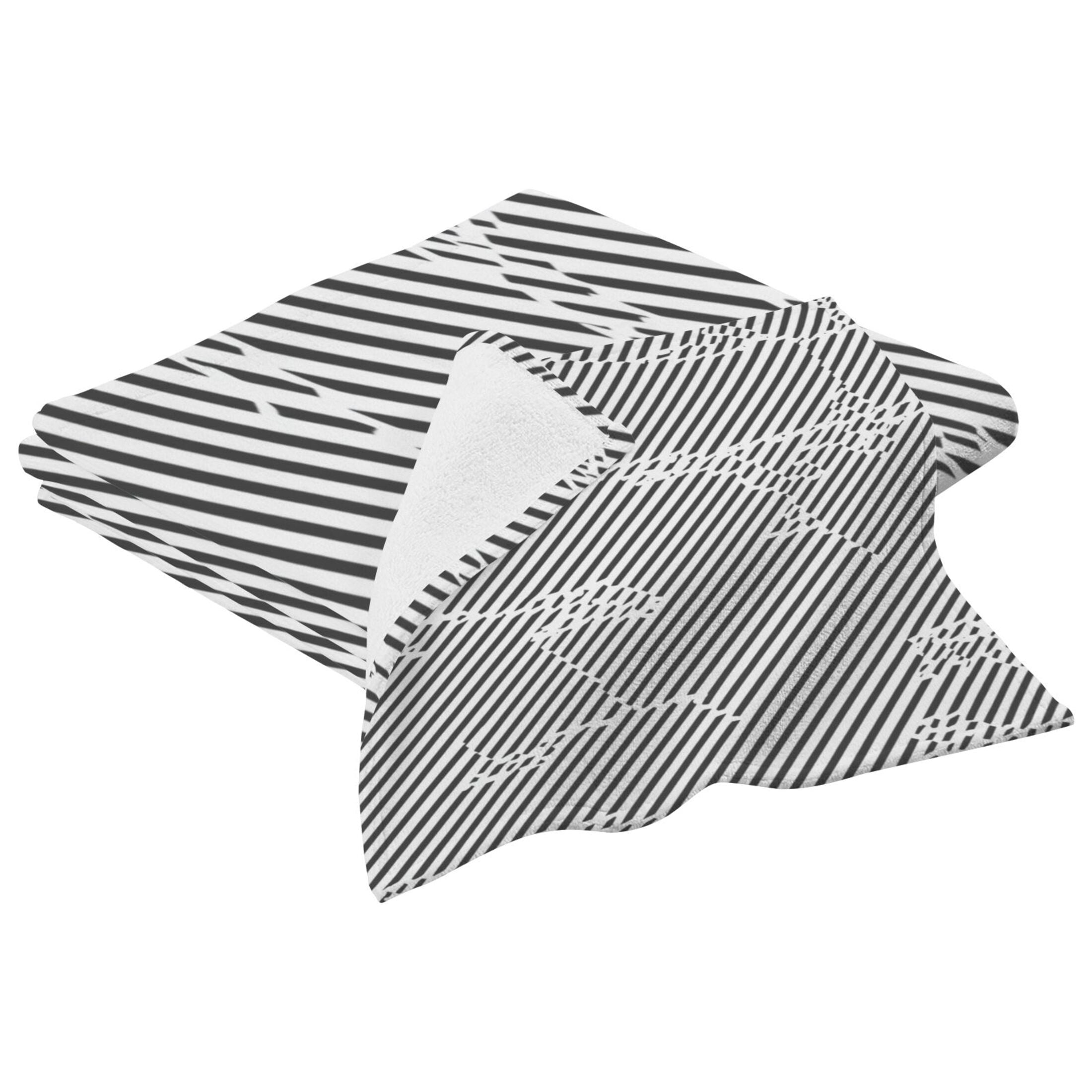 Black and White Stripe Design 2 Piece Cotton Bath and Face Towel Set Soft and Absorbent, for Beach Pool Bathroom