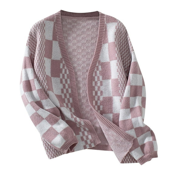 Utoimkio Women's Color Block Cardigan Sweaters Long Sleeve Sweater Jackets Knit Jumper Tops Fall Sweaters for Women