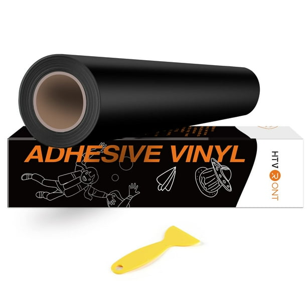 Rollo de vinilo adhesivo HTVRONT negro permanente de 3,66 m x 12,19 cm