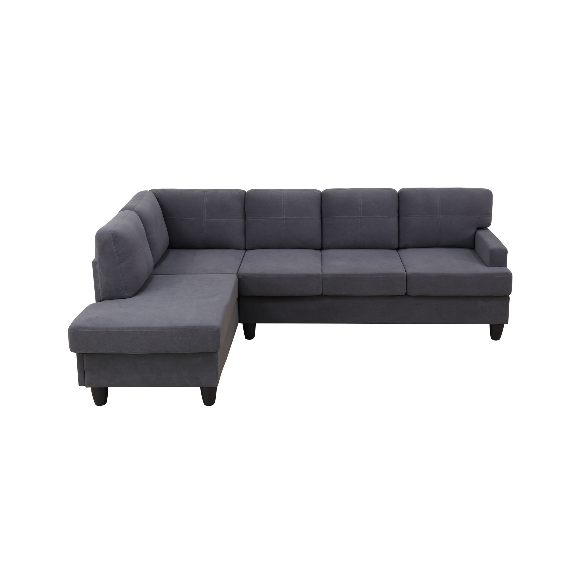 MAYEERTY 96" L-Shaped Sectional Sofa, Breathable Sackcloth 2-Piece Modular Couch Sofa Set, Dark Grey (Left)