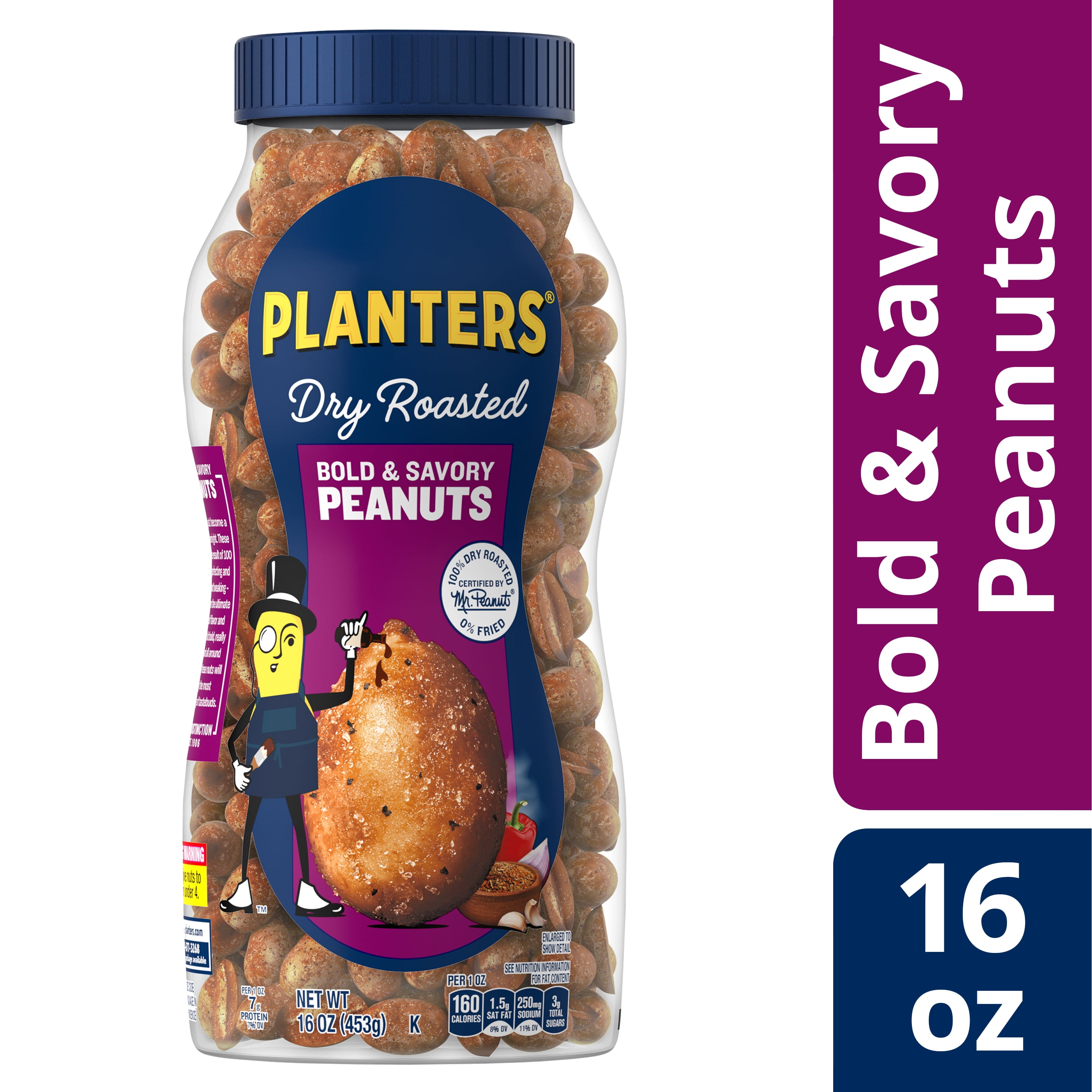 Planters Dry Roasted Bold & Savory Peanuts, 16 Oz