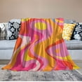 thumbnail image 2 of HENGT Retro 70S Pink and Orange Swirls Flannel Throw Blankets Lightweight Fluffy Winter Fall Blanket Cozy Soft Fuzzy Plush Home Decor for Couch Bed Sofa Bedroom Living Room Travel, 2 of 6