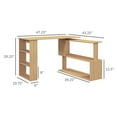 thumbnail image 4 of 47.25 Inch L-Shaped Desk with Open Storage Shelves and Natural Wood Finish - Natural, 4 of 4