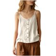 thumbnail image 2 of Uaswgudfs Women's Button Down Spaghetti Strap Tank Tops V Neck Loose Fit Casual Summer Cami Shirts, 2 of 6