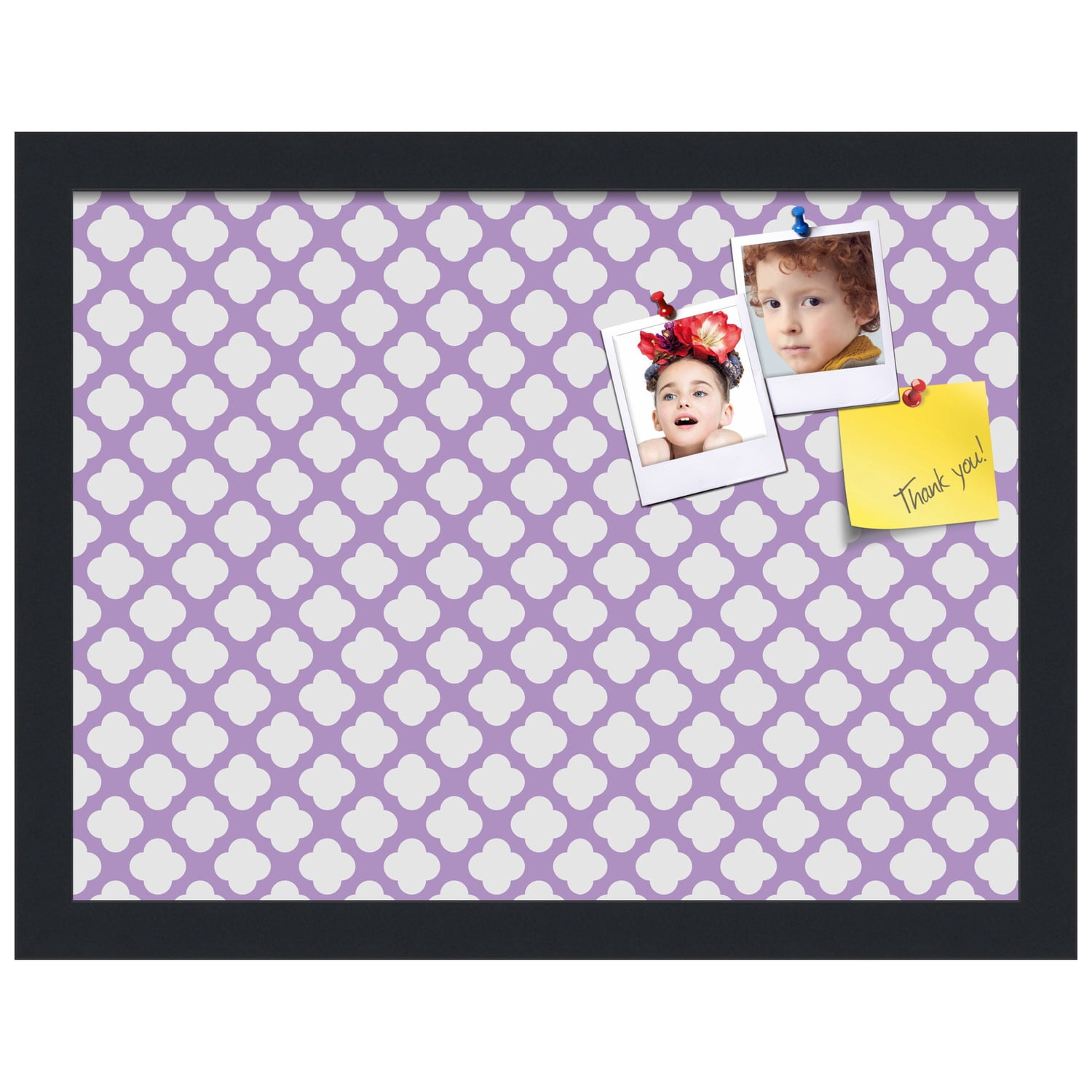 PinPix 16x12 Custom Cork Bulletin Board Light Purple Clover Poster Board Has a Fabric Style Canvas Finish, Framed in Light Purple Clover, by ArtToFrames (PinPix-539)