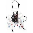 thumbnail image 1 of Bulldog Apron, Top View of an Animal in Eyeglasses 4th of July Independence Day, Unisex Kitchen Bib with Adjustable Neck for Cooking Gardening, Adult Size, Dimgray Ruby Blue, by Ambesonne, 1 of 4