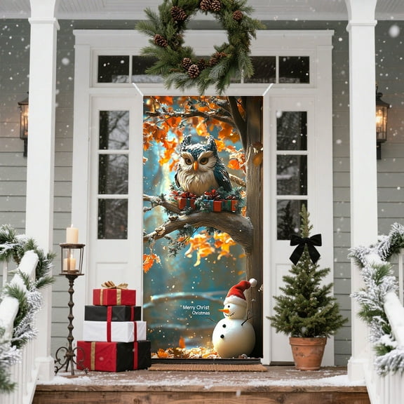 Grrvtrz 35 X 71 Inch Christmas Door Cover - Santa Claus Pattern - Christmas Day Door Decoration - Festival Party Decoration,Holiday Products,Christmas Decorations
