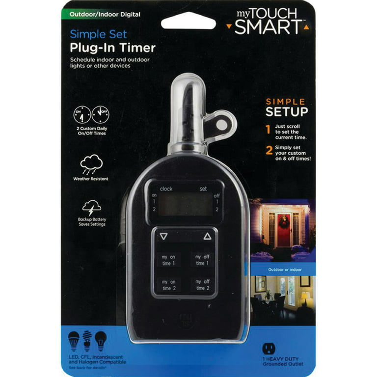 GE myTouchSmart Automatic 6 Hour Outdoor Plug In Timer Black 36170 - Office  Depot