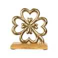 thumbnail image 2 of Northlight Four Leaf Clover Metal Decoration with Wooden Base - 6.5", 2 of 5