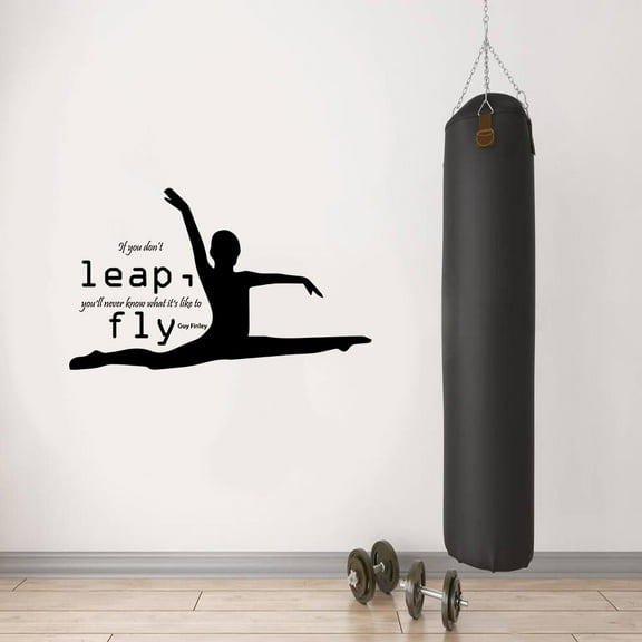 If You Don't Leap Gymnast Gymnastics Motivation Quote Wall Sticker Art Decal for Girls Boys Room Bedroom Dance Studio Garage House Fun Home Decor Stickers Wall Art Vinyl Decoration Size (8x10 inch)