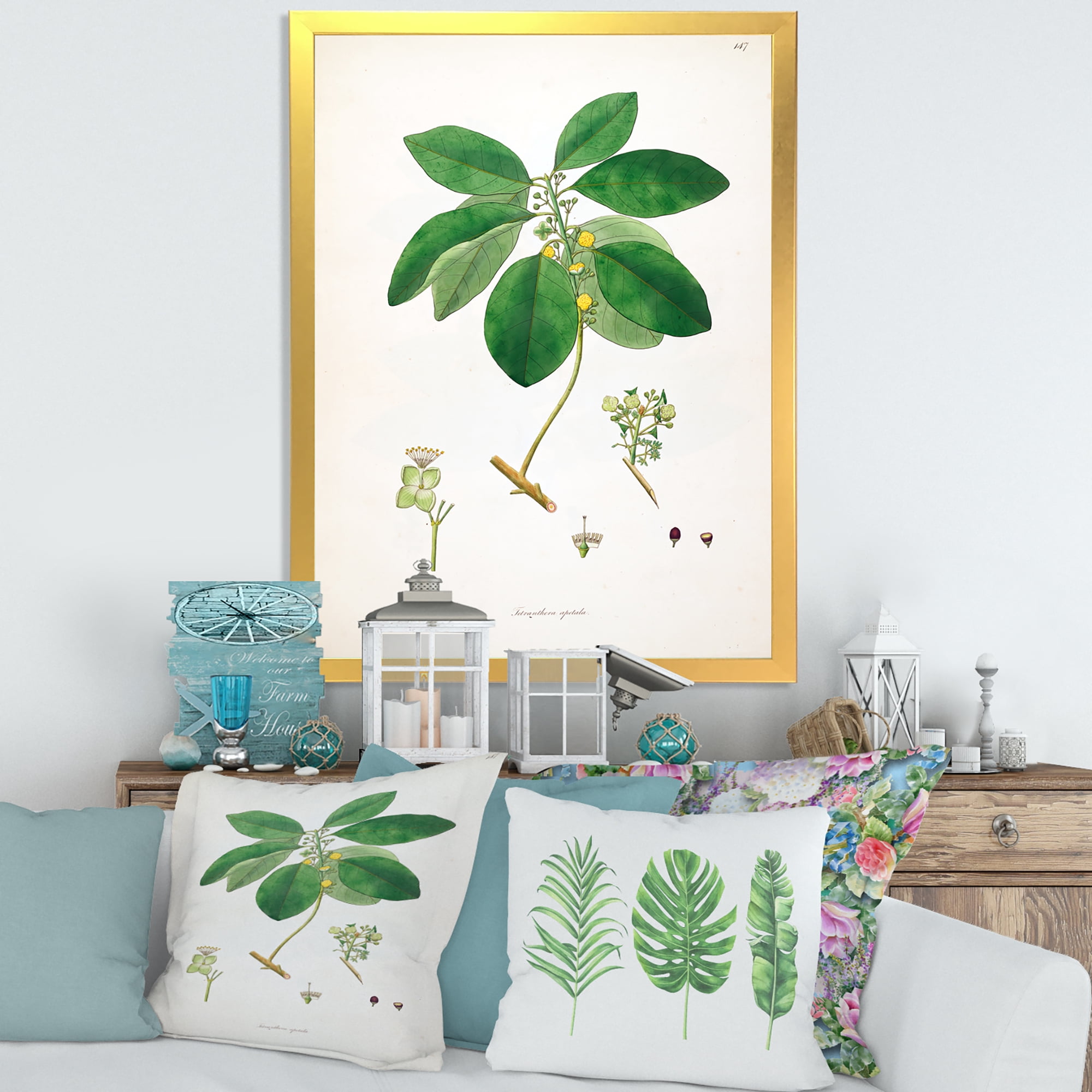 Designart 'Ancient Botanicals V' Farmhouse Framed Art Print
